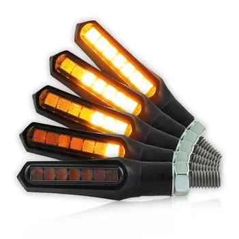 cafe 4 racer - Cobra Motorcycle Sequential LED 2in1 position light with turn signal smoked pair - Cafe4Racer Running light LED turn signal 
