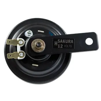 cafe 4 racer - Klakson "12V" 12V Ø 80mm čierny 110dB - HS MOTO Germany Klaksón 4251352607096