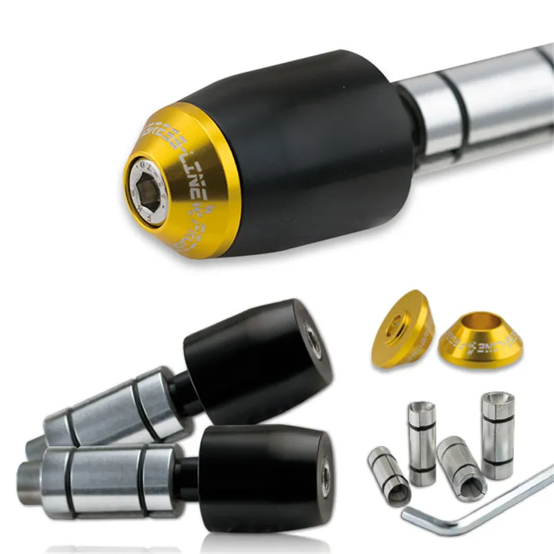 cafe 4 racer - Handlebar Weights "Multi" Aluminum and Steel Handlebars with I Ø 11-23 mm Pair Gold - HS MOTO Germany Bar Ends 4251926901339