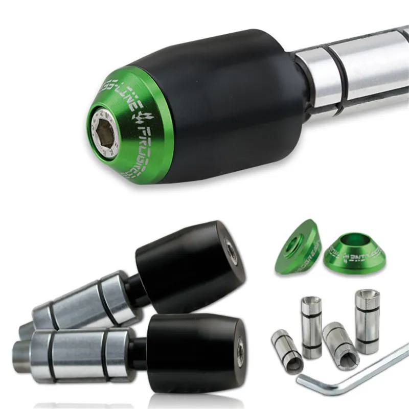 cafe 4 racer - Handlebar Weights "Multi" Aluminum and Steel Handlebars with I Ø 11-23 mm Pair Green - HS MOTO Germany Bar Ends 4251926901346