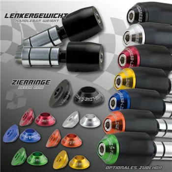 cafe 4 racer - Handlebar Weights "Multi" Aluminum and Steel Handlebars with I Ø 11-23 mm Pair Orange - HS MOTO Germany Bar Ends 4251926901353