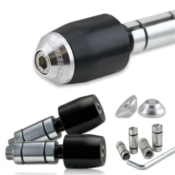 cafe 4 racer - Handlebar End Weights D30 "BOW" Aluminum Black Pair 7/8 +1 Handlebar with Inner Ø 12-21 mm - HS MOTO Germany Bar Ends 4251926901506