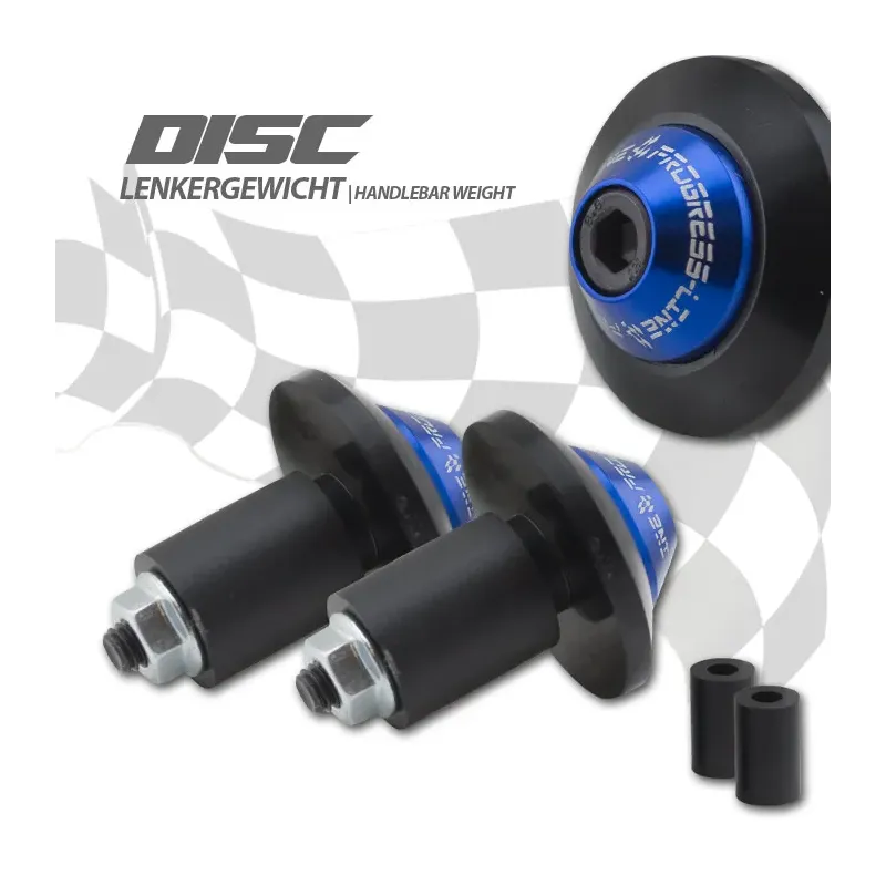 cafe 4 racer - Handlebar Weights "Disc" Aluminum Black/Blue Pair 7/8&quot+1&quot Handlebars with I Ø 14-19 mm - HS MOTO Germany Bar Ends 4251352627667