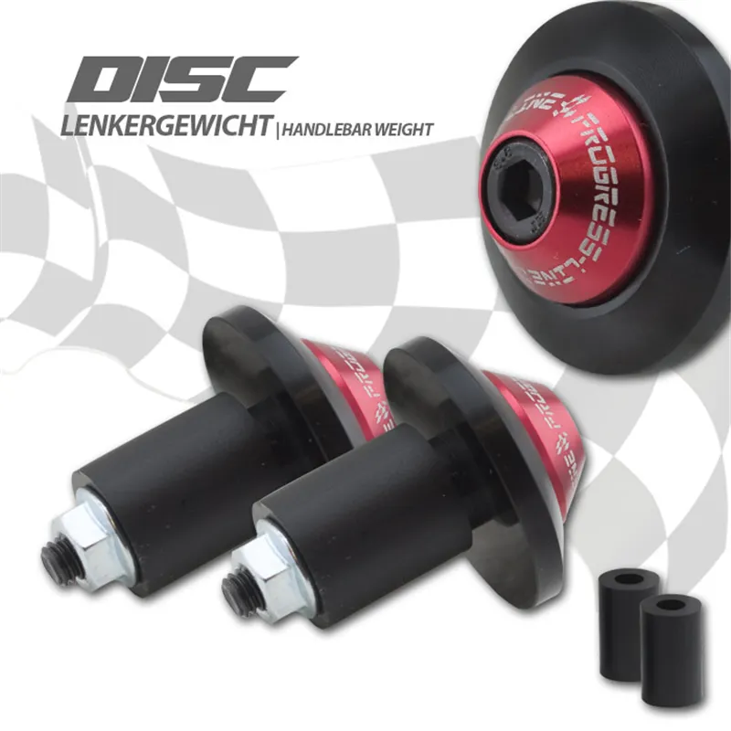 cafe 4 racer - Handlebar Weights "Disc" Aluminum Black/Red Pair 7/8&quot+1&quot Handlebar with I Ø 14-19 mm - HS MOTO Germany Bar Ends 4251352622006