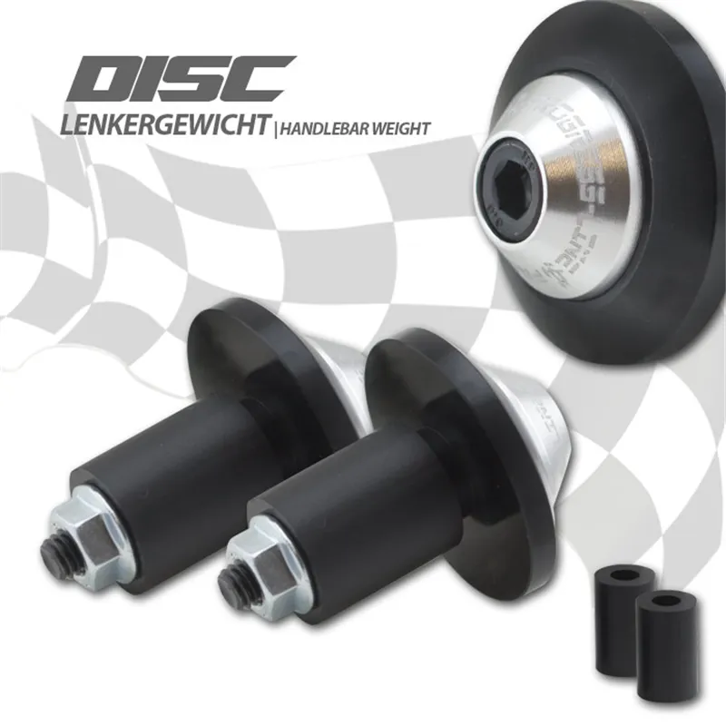 cafe 4 racer - Závažia na riadidlá "Disk" Hliník Čierna/Strieborná Pár 7/8&quot+1&quot Riadidlá s I Ø 14-19 mm - HS MOTO Germany Závažia do riaditok 4251352622013