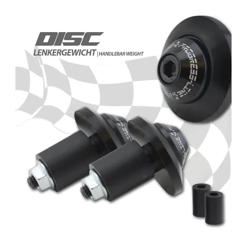 cafe 4 racer - Handlebar Weights "Disc" Aluminum Black / Black Pair 7/8&quot+1&quot Handlebar with I Ø - HS MOTO Germany Bar Ends 4251352622020
