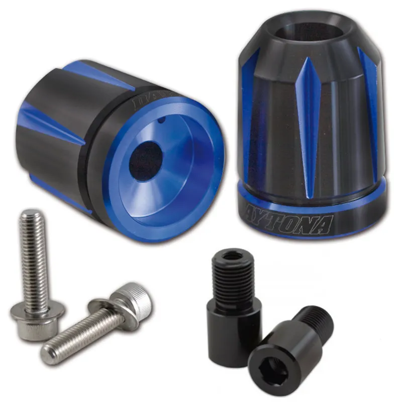 cafe 4 racer - Daytona Handlebar Weights "Scratch" Blue Anodized Pair Aluminum CNC Yamaha M16 System - Daytona Scrambler handlebars 4251352622488