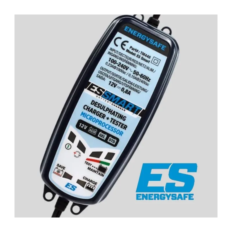 cafe 4 racer - Battery Charger "ES SMART" BY TECMATE SAE Charging Capacity 12V / 0.8 Amp 2-45Ah TM-446 - HS MOTO Germany Chargers 8434290510284