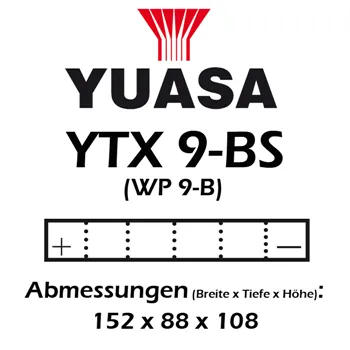 cafe 4 racer - Battery YUASA YTX9-BS 12V 8 AH Maintenance-Free DIN 50812 - YUASA  AGM Batteries 5050694004483