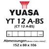 cafe 4 racer - Battery YUASA YT12A-BS 12V 10 AH Maintenance-Free MF DIN 51013 - YUASA  AGM Batteries 5050694004490