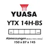 cafe 4 racer - Battery YUASA YTX14H-BS 12V 12 AH Maintenance-Free DIN 51214 - YUASA  AGM Batteries 4251352637185