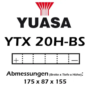 cafe 4 racer - Battery YUASA YTX20H-BS 12V 18 AH Maintenance-Free - YUASA  AGM Batteries 4251352634009
