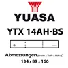 cafe 4 racer - Batéria YUASA YTX14AH-BS 12V 12 AH Bezúdržbová - YUASA  AGM Batérie 4251352637246