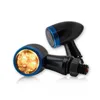 cafe 4 racer - SMD Turn Signal Set "Jack" Black Blue Bezel M8 Aluminum Tinted Ø 22 x T - HS MOTO Germany Standard indicators 4251352631404