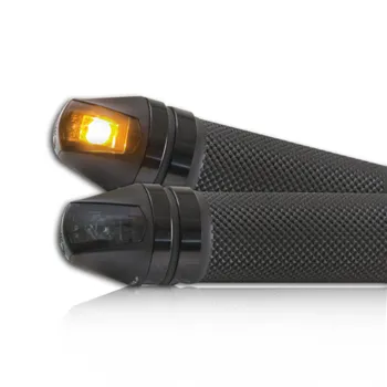 cafe 4 racer - LED Handlebar End Indicators "KNIGHT" Pair Aluminum Black Tinted Dimensions: Ø 36 x D 36 - Koso Handlebar indicators 4251352629081