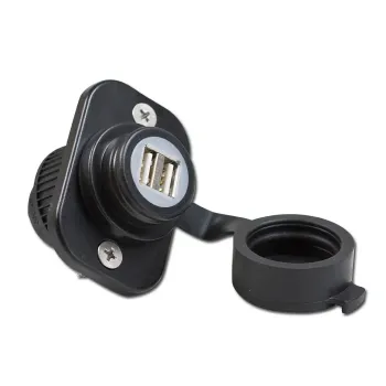 cafe 4 racer - USB Socket "Daytona Double" Dual 5V/2.1A 7/8&quot+1&quot Handlebar Mount Cable Length 120cm - Daytona USB socket port 4251352611529
