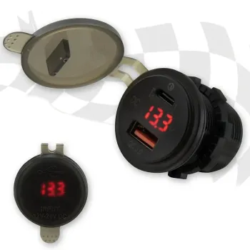 cafe 4 racer - USB zásuvka "3.0" černá 2x USB-C - HS MOTO Germany Port USB 4251926906457