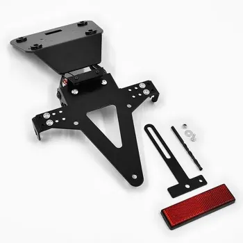 cafe 4 racer - Universal License Plate incl. E-approved LED license plate light + reflector, 2mm aluminium black coated, fits Euro - KEDO License plate holders 