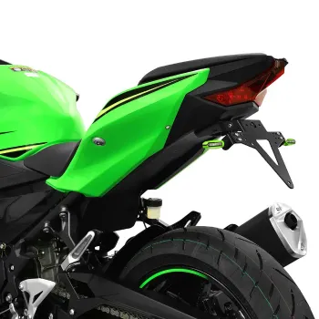 cafe 4 racer - License Plate Holder KAWASAKI ZX-6R 09-15 ZX636R 13-18 ZX-10R 08-10 Adjustable Black incl. Reflector Holder - HS MOTO Germany License plate holders  4251361204941