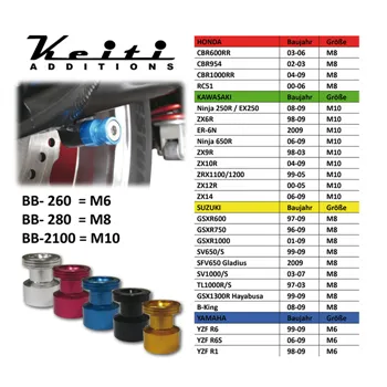 cafe 4 racer - Bobbin's "BB 280" M8 red anodized Type A 2 pieces ***Suzuki/Ducati/Honda/Kawasaki 13-*** - HS MOTO Germany Bobbins 4251352629784