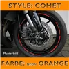 cafe 4 racer - Rim Edge Sticker "Comet Style" Neon Orange 7 mm Wide Preformed for 16-19 Inch Rims - HS MOTO Germany Strips for wheels 4251352656230
