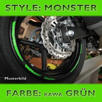 cafe 4 racer - Rim Edge Sticker "18 Inch" Green Reflective 5 mm 6 m + Application Aid up to 18 - HS MOTO Germany Strips for wheels 4251352683090