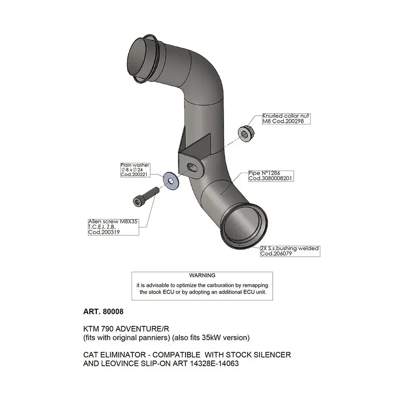 cafe 4 racer - SBK REPLACEMENT PIPE ADVENTURE/R 19-20 LeoVince SBK Replacement Pipe EURO4/5 - LeoVince Accessories 4251926901780