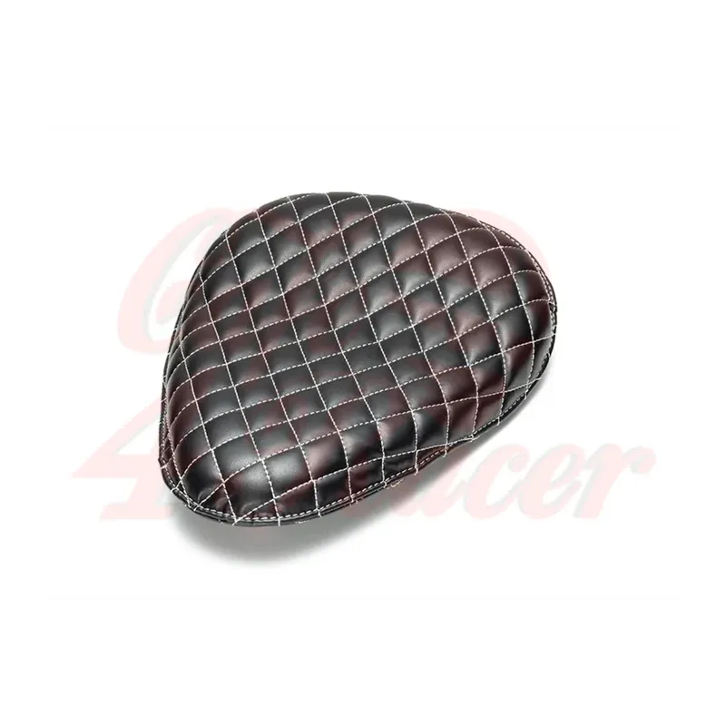 cafe 4 racer - Black / White Diamond Stitch Universal Custom Old Skool Single Seat - MAX-INC  Bobber Solo Seats 