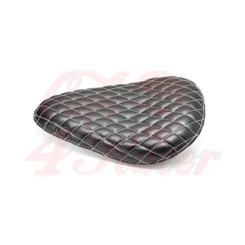 cafe 4 racer - Black / White Diamond Stitch Universal Custom Old Skool Single Seat - MAX-INC  Bobber Solo Seats 