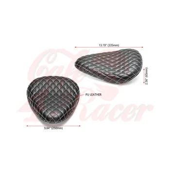 cafe 4 racer - Black / White Diamond Stitch Universal Custom Old Skool Single Seat - MAX-INC  Bobber Solo Seats 