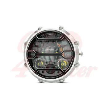 cafe 4 racer - MONZA 5,75 palcový CNC opracovaný LED svetlomet Strata mriežka leštená - MAX-INC  LED svetlá 