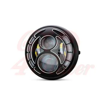cafe 4 racer - 7" Integrated LED Headlight + Eight Ball Grill Cover Black & Contrast - MAX-INC  LED Headlight & inserts 