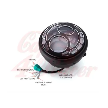 cafe 4 racer - 7" Integrated LED Headlight + Eight Ball Grill Cover Black & Contrast - MAX-INC  LED Headlight & inserts 