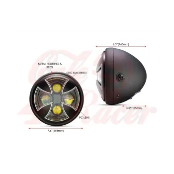 cafe 4 racer - 7" LED světlomety s DRL Halo Maltézský kříž - MAX-INC  Světla LED 