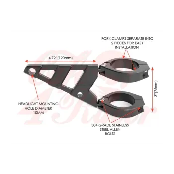 cafe 4 racer - MAX Stomp Blac CNC obráběný držák světlometu - MAX-INC  Držáky světlometů 