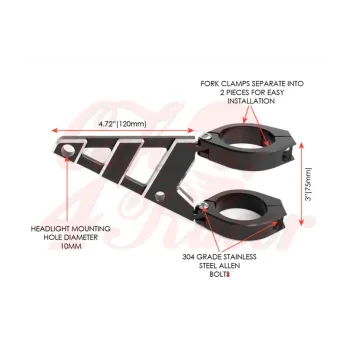 cafe 4 racer - MAX Stomp Black + Contrast CNC Machined Headlight Brackets - MAX-INC  Headlights brackets & holders 