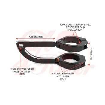 cafe 4 racer - MAX Rogue Black + Contrast CNC Machined Headlight Brackets - MAX-INC  Headlights  brackets & holders   
