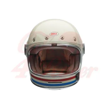 cafe 4 racer -  BELL Prilba Bullitt Retro celotvárová lesklá biela Oxblood modrá - BELL BELL Celotvárové prilby 
