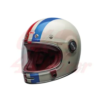 cafe 4 racer - BELL Bullitt Retro Full Face Helmet Command Vintage Gloss White Oxblood Blue - BELL BELL Full face helmets 
