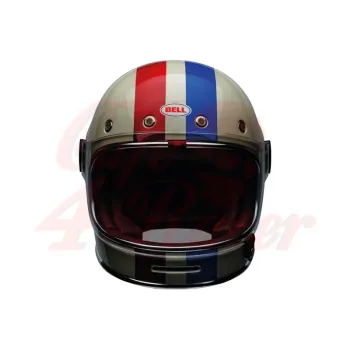 cafe 4 racer - BELL Bullitt Retro Full Face Helmet Command Vintage Gloss White Oxblood Blue - BELL BELL Full face helmets 