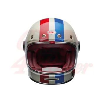 cafe 4 racer - BELL Bullitt Retro Full Face Helmet Command Vintage Gloss White Oxblood Blue - BELL BELL Full face helmets 