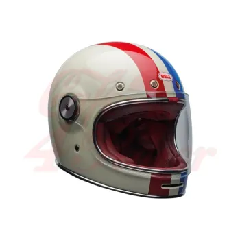 cafe 4 racer - BELL Bullitt Retro Full Face Helmet Command Vintage Gloss White Oxblood Blue - BELL BELL Full face helmets 