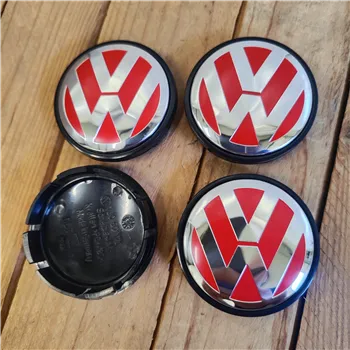 cafe 4 racer - VW 4x65mm ČERVENÝ kryt kola OEM VW3B7601171 - Cafe4Racer Emblémy Nálepky Logá 