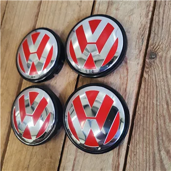 cafe 4 racer - VW 4x65mm ČERVENÝ kryt kola OEM VW3B7601171 - Cafe4Racer Emblémy Nálepky Logá 