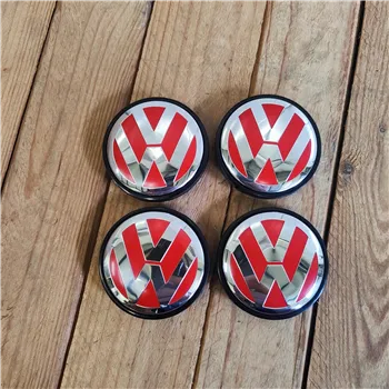 cafe 4 racer - VW 4x65mm ČERVENÝ kryt kola OEM VW3B7601171 - Cafe4Racer Emblémy Nálepky Logá 