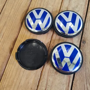 cafe 4 racer - VW 4x65mm MODRÝ kryt kola OEM VW3B7601171 - Cafe4Racer Emblémy Nálepky Logá 