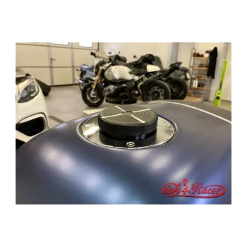 cafe 4 racer - BMW K75/100/1100 Stireborný s čiernym uzáverom - Cafe4Racer Uzávery nádrže 