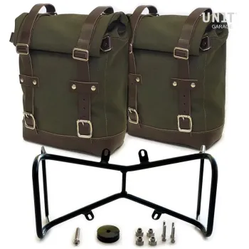 cafe 4 racer - UNIT GARAGE Side Symmetrical Bracket with 2 Textile Bags for BMW RNineT Series - UNIT GARAGE Bags and Accessories 