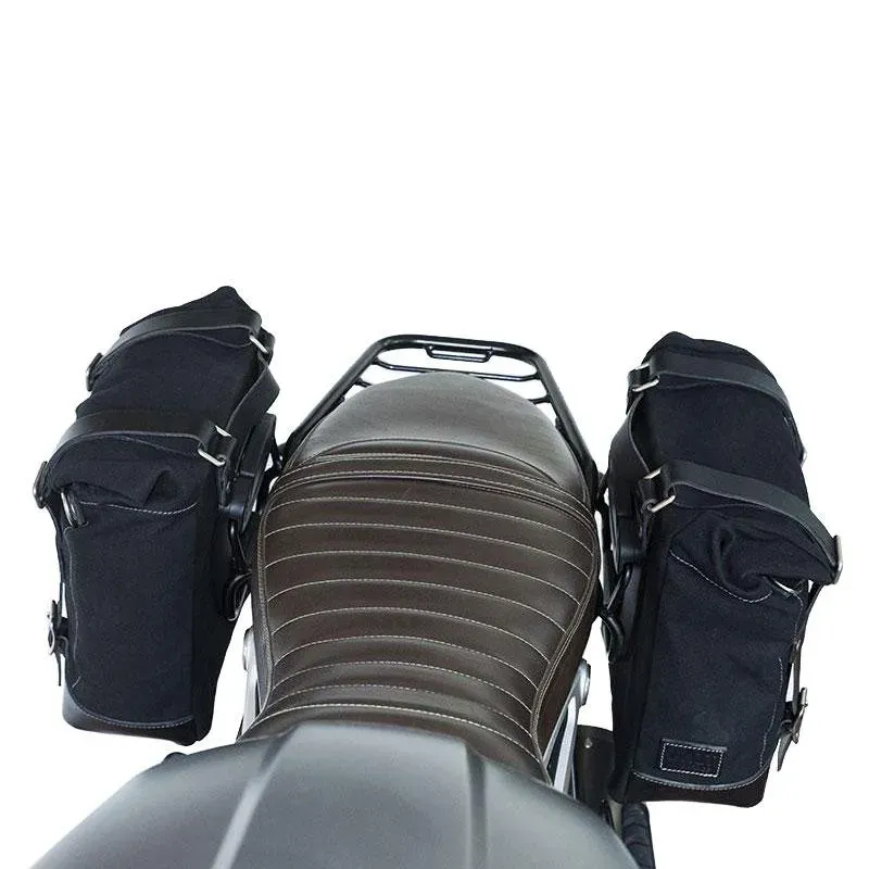 cafe 4 racer - Two waxed suede side panniers + symmetrical double subframe ninet - UNIT GARAGE Bags and Accessories 