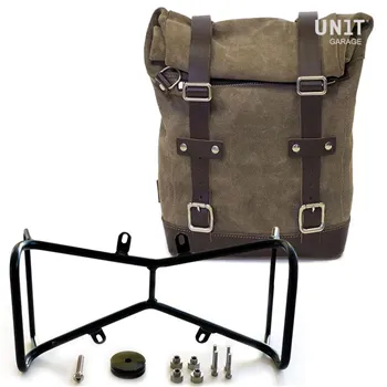 cafe 4 racer - Waxed suede side pannier + symmetrical double subframe ninet - UNIT GARAGE Bags and Accessories 